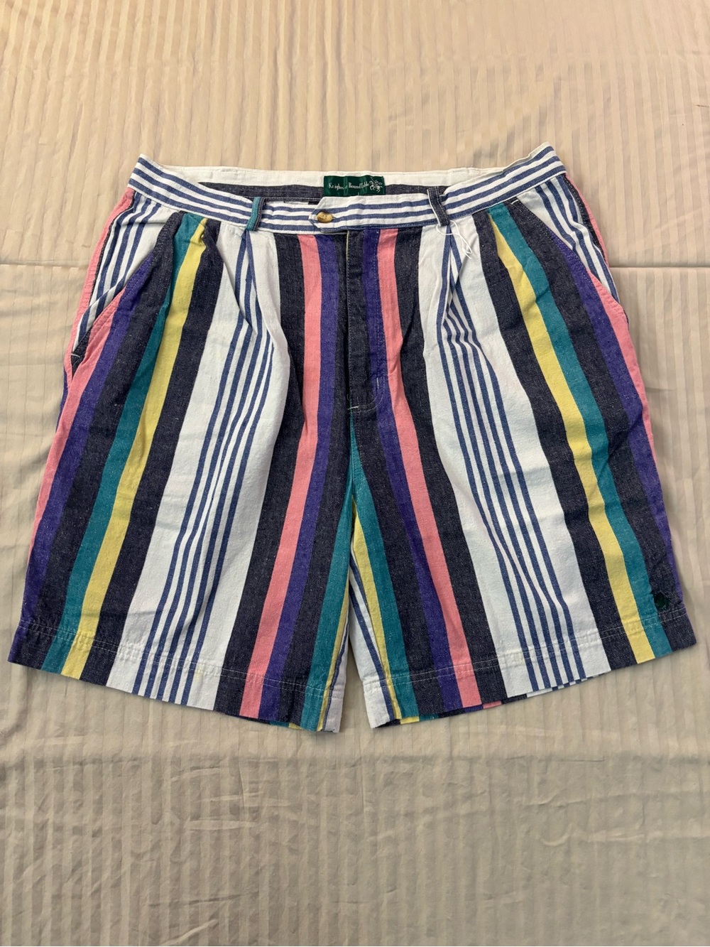 Vintage Knights of Round Table Striped Shorts Mens 36 100% Cotton Retro Preppy
